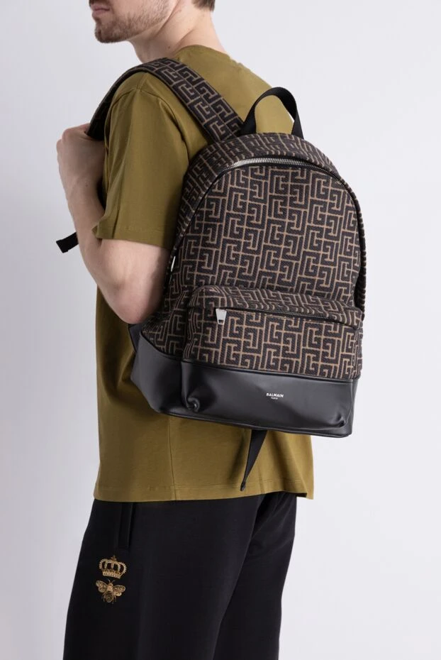 Balmain man cotton and polyester backpack brown for men buy with prices and photos 167099 - photo 2