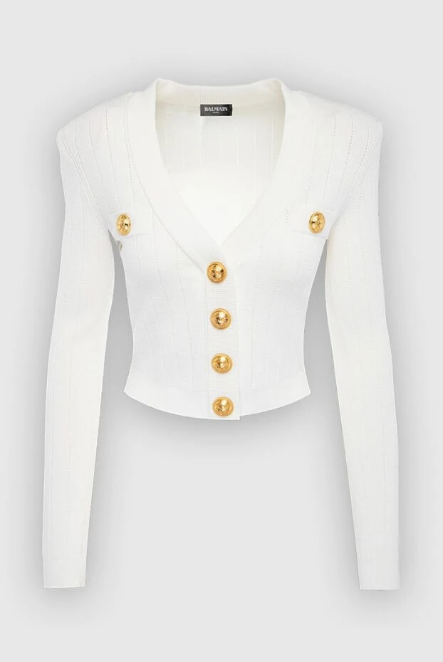 Balmain woman white viscose and polyester cardigan for women buy with prices and photos 167104 - photo 1
