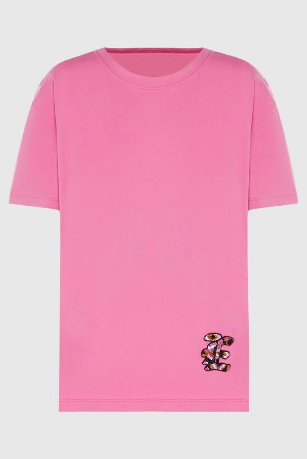 Ermanno Scervino women's cotton pink t-shirt with beaded logo 196904 - photo 1