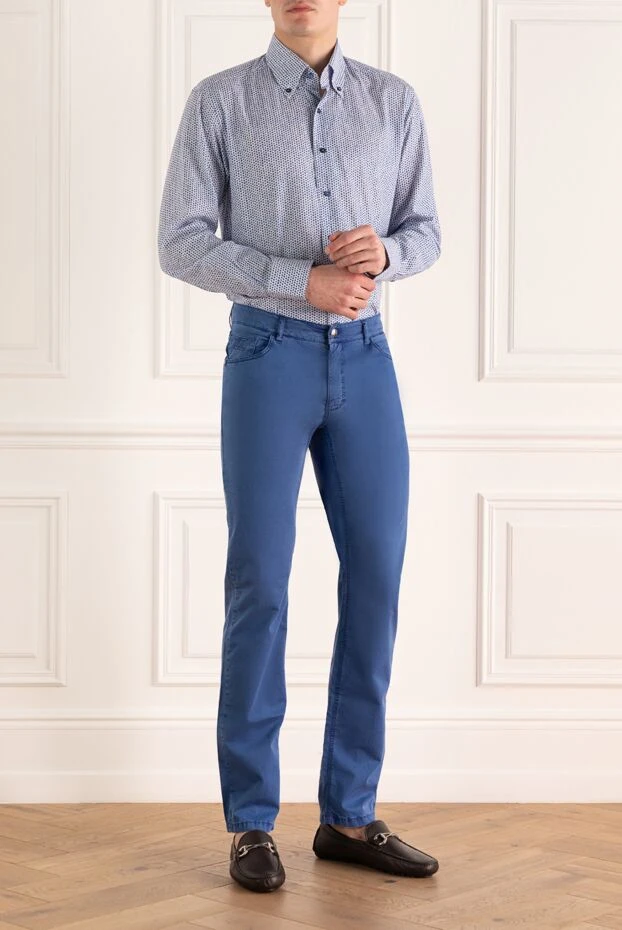 Zilli мужские брюки из хлопка синие мужские купить с ценами и фото 167137 - фото 2