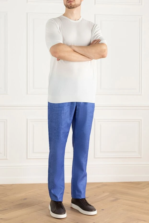 Zilli man men's blue linen trousers buy with prices and photos 167169 - photo 2