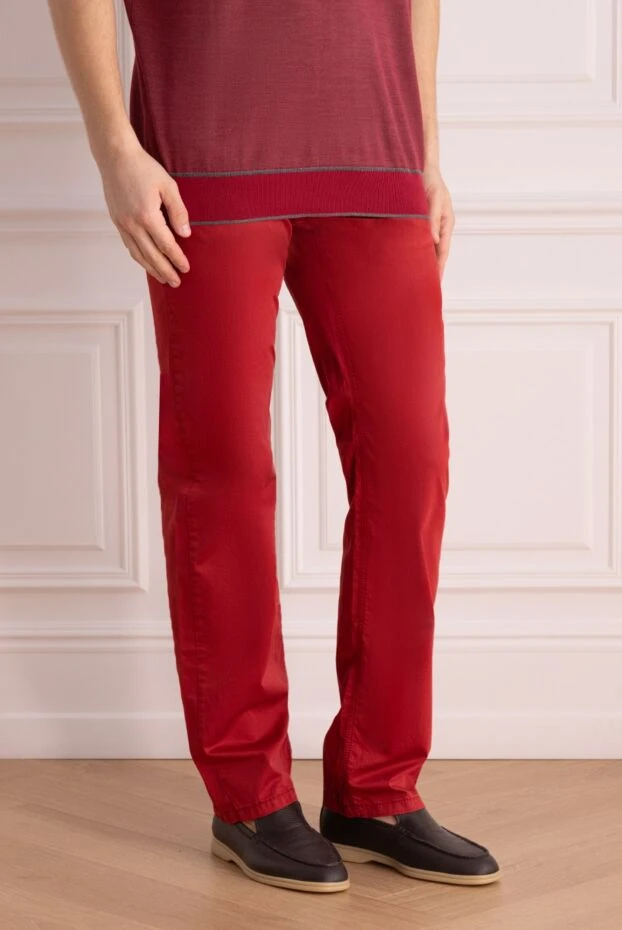 Zilli red cotton trousers for men universal 195742 - photo 3