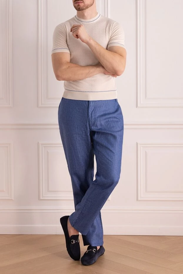 Zilli man men's blue linen trousers buy with prices and photos 167195 - photo 2