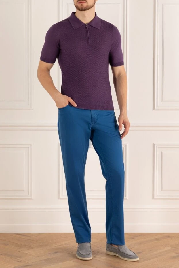 Zilli мужские брюки из хлопка и эластана синие мужские купить с ценами и фото 167208 - фото 2