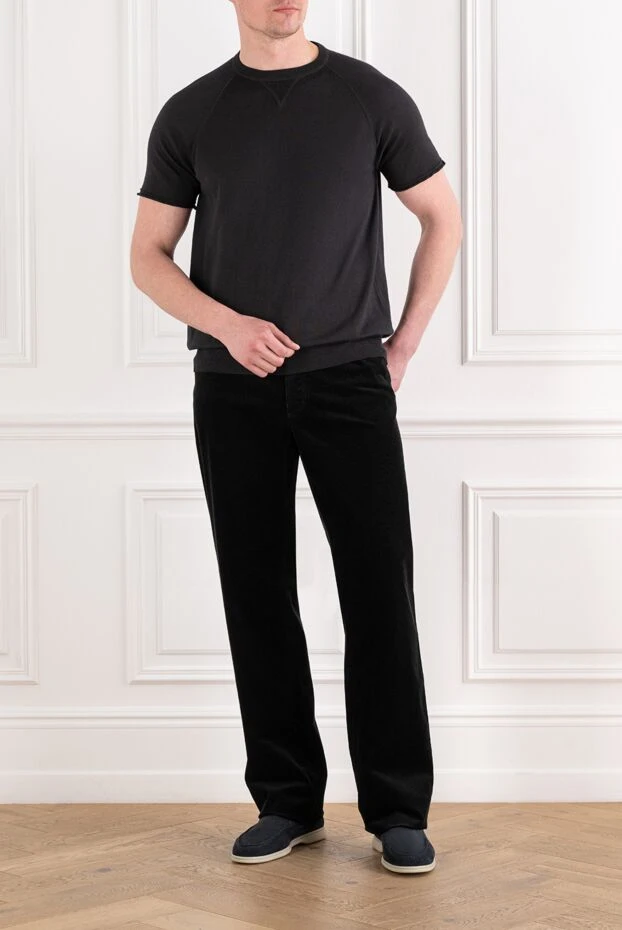 Zilli black cotton cashmere corduroy jeans with contrast stitching 167234 - photo 2