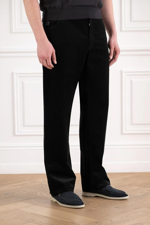 Zilli black cotton cashmere corduroy jeans with contrast stitching 167234 - photo 3