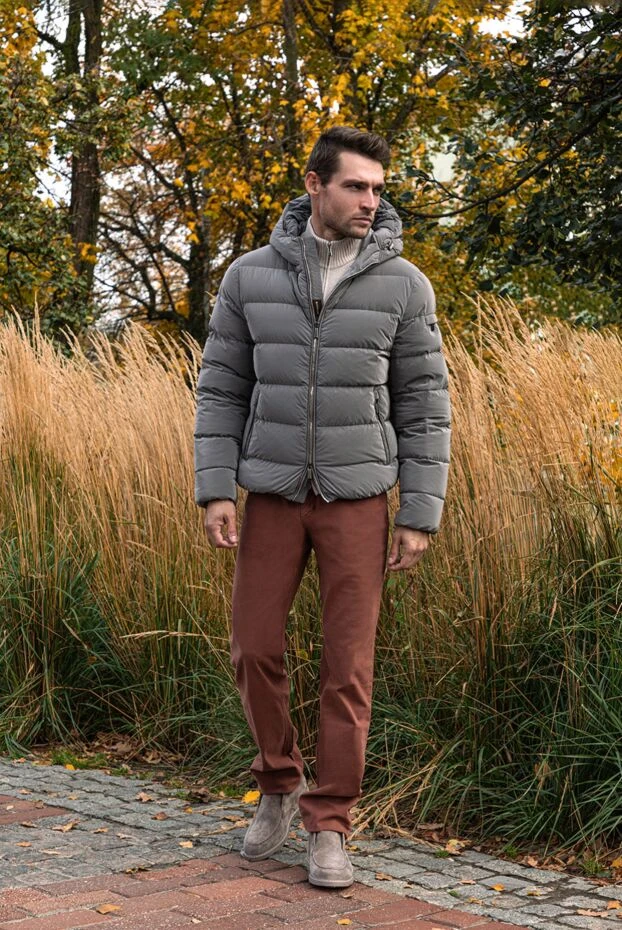 Zilli джинсы мужские из хлопка красно-коричневого цвета с контрастной отделкой 167239 - фото 2