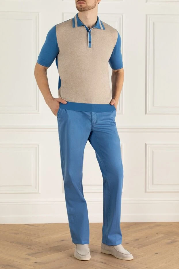 Zilli мужские брюки из хлопка голубые мужские купить с ценами и фото 167259 - фото 2