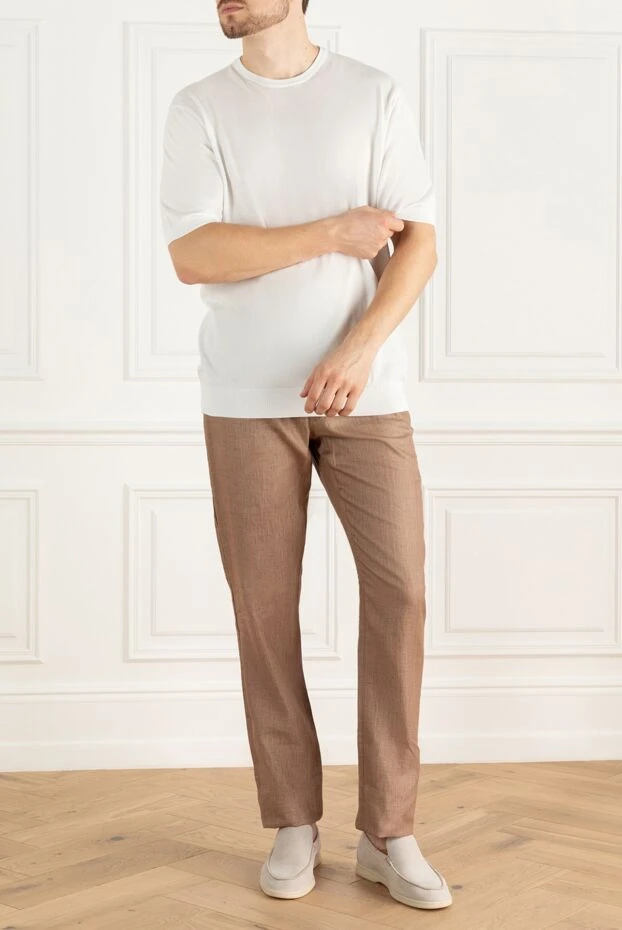 Zilli men's linen trousers in a calm beige color 196937 - photo 3