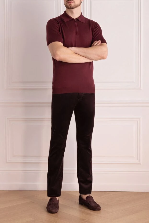 Zilli man cotton and cashmere jeans burgundy for men buy with prices and photos 167291 - photo 2