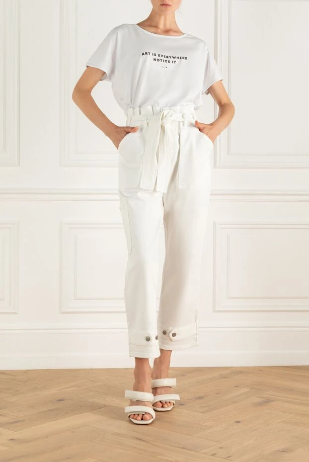 P.A.R.O.S.H. жіночі штани з бавовни білі жіночі купити фото з цінами 167379 - фото 2