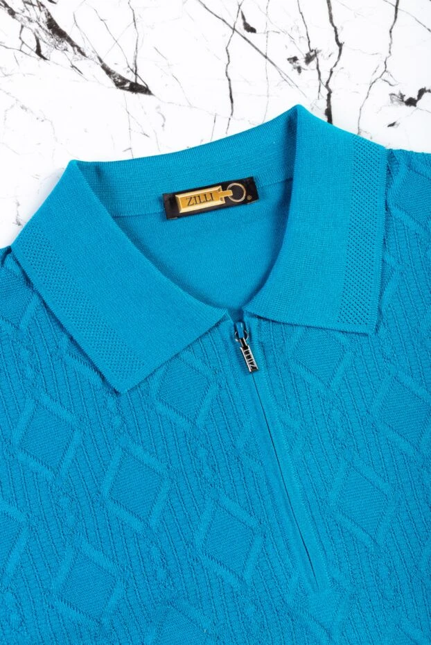 Zilli mens designer short sleeve polo shirt blue 167414 - photo 2
