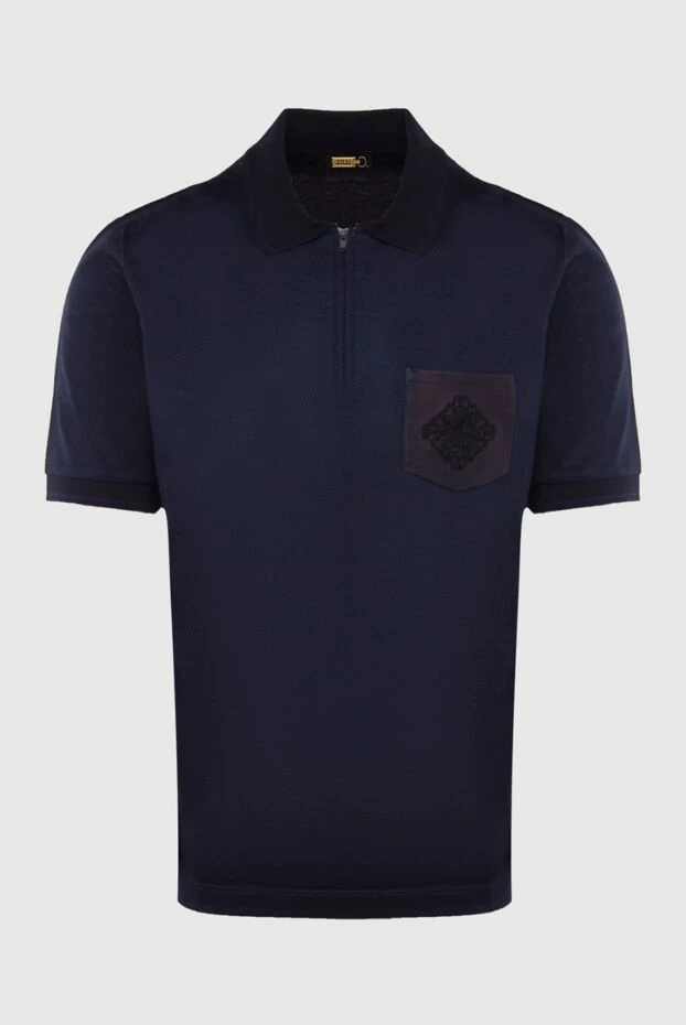 Zilli man cotton, silk and crocodile leather polo blue for men 167423 - photo 1