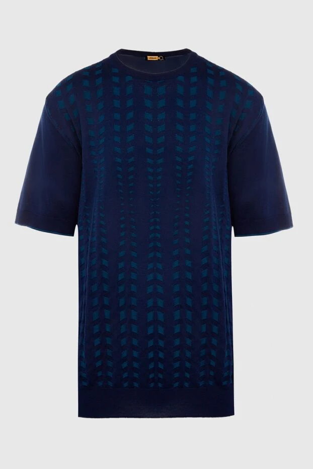Zilli knitted blue jumper made of cotton and silk with a textured pattern 196326 - photo 1