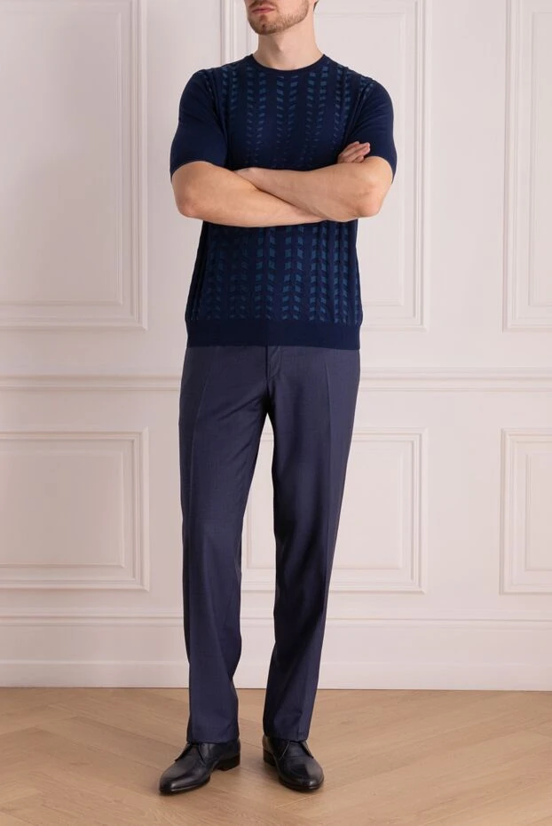 Zilli man short sleeve jumper in silk and cotton blue for men buy with prices and photos 167424 - photo 2