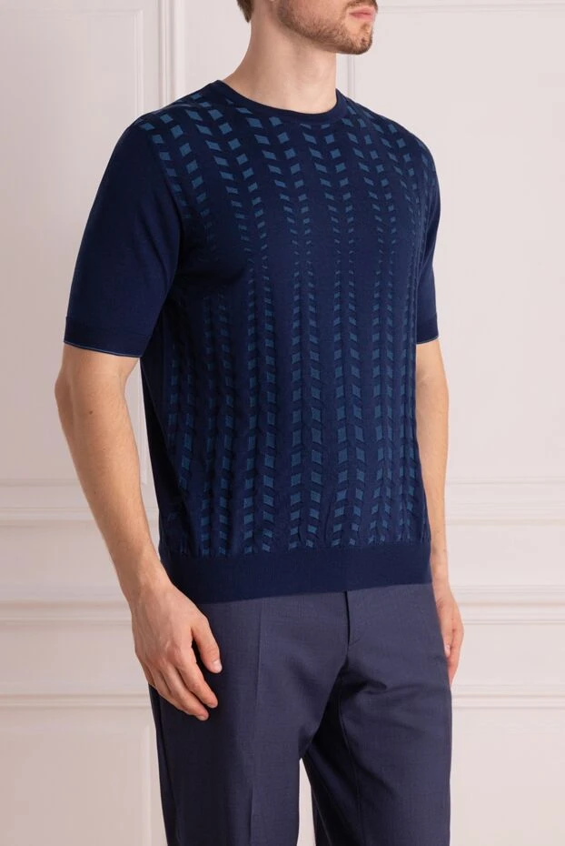 Zilli knitted blue jumper made of cotton and silk with a textured pattern 196326 - photo 3