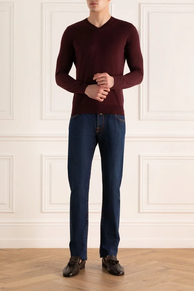 Zilli man cashmere and silk jumper burgundy for men buy with prices and photos 167429 - photo 2