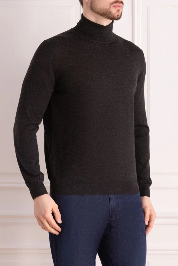 Zilli man long sleeve polo in silk and cashmere gray for men 167585 - photo 3