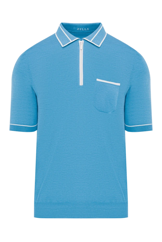 Zilli light blue polo shirt with contrast edging for men 167445 - photo 1