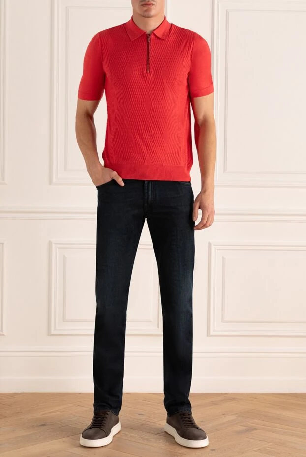 Zilli man cotton, silk and crocodile leather polo red for men 167454 - photo 2