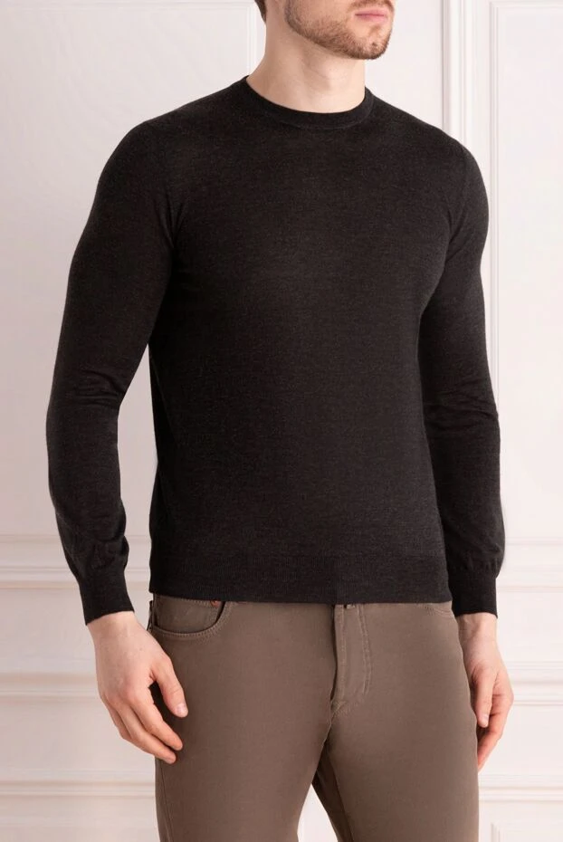 Zilli man long sleeve polo in silk and cashmere gray for men 167585 - photo 3