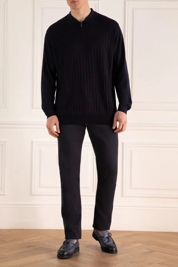 Zilli man long sleeve polo in silk and cashmere blue for men buy with prices and photos 167482 - photo 2