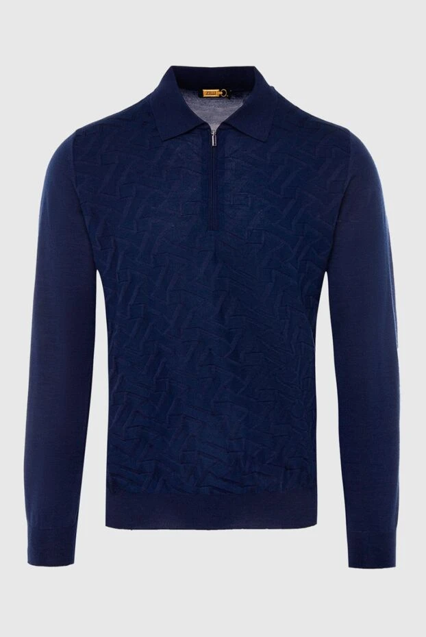 Zilli man long sleeve polo in silk and cashmere blue for men buy with prices and photos 167487 - photo 1