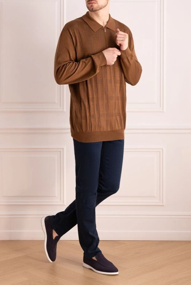 Zilli man long sleeve polo in silk and cashmere brown for men buy with prices and photos 167491 - photo 2