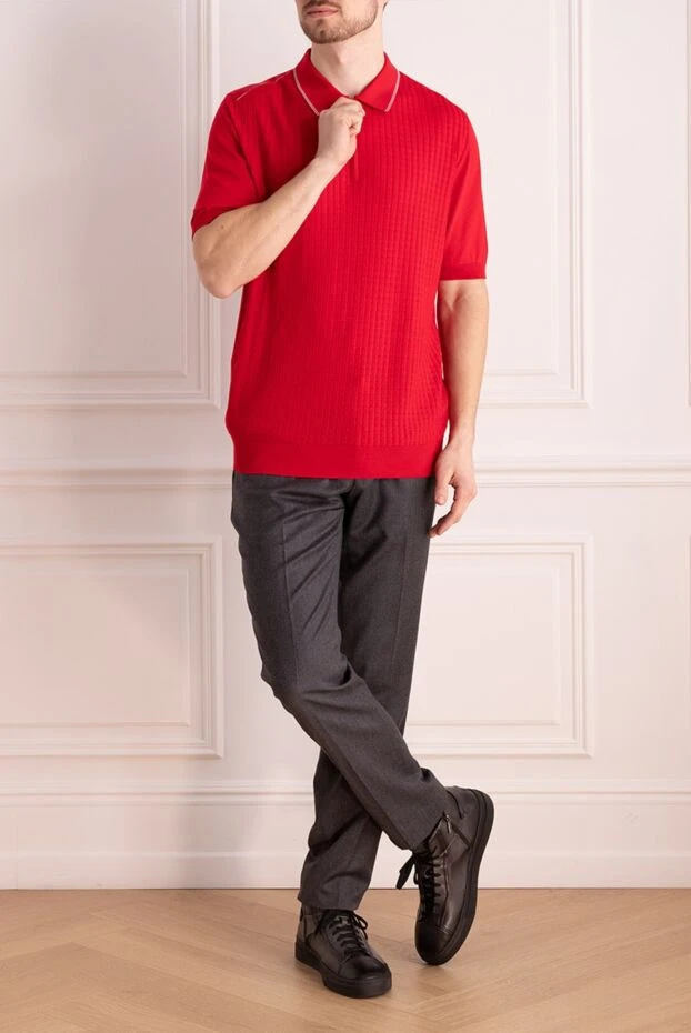 Zilli мужские поло из хлопка и шёлка красное мужское купить с ценами и фото 167493 - фото 2