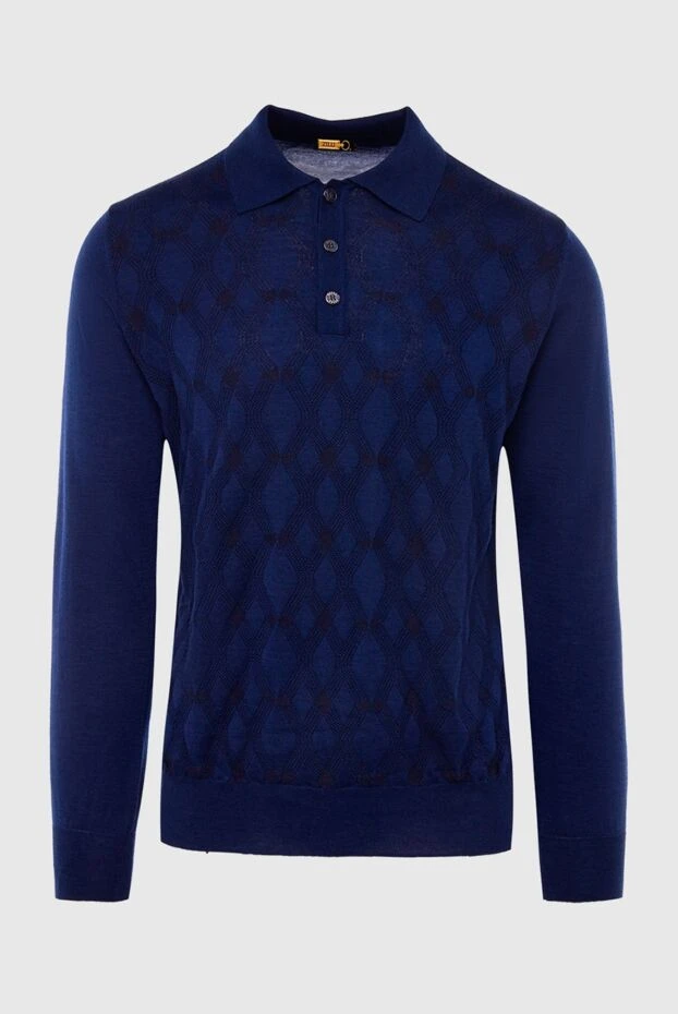 Zilli man long sleeve polo in silk, cashmere and crocodile blue for men buy with prices and photos 167513 - photo 1