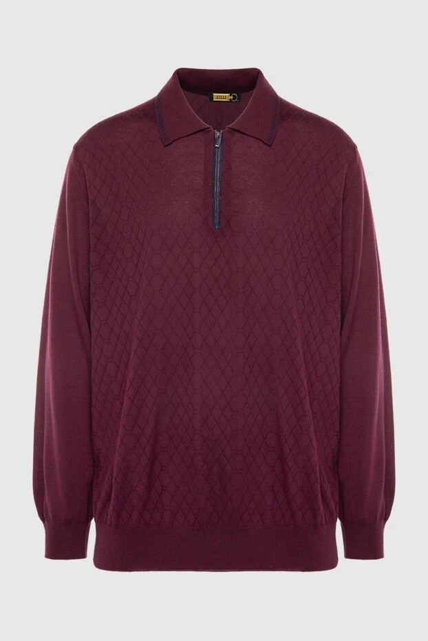 Zilli man long-sleeve polo in silk, cashmere and crocodile skin burgundy for men buy with prices and photos 167514 - photo 1