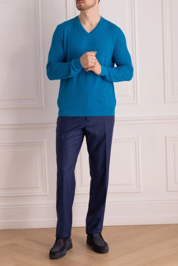Zilli man silk and cotton jumper blue for men buy with prices and photos 167534 - photo 2