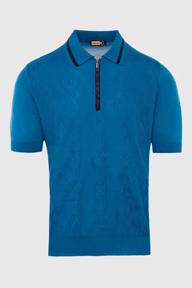 Zilli man polo in silk and crocodile skin blue for men 167539 - photo 1