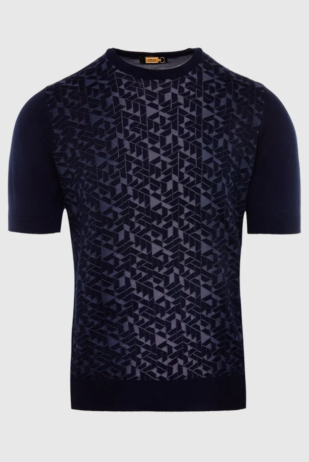 Zilli man short sleeve jumper in silk and cotton blue for men buy with prices and photos 167546 - photo 1