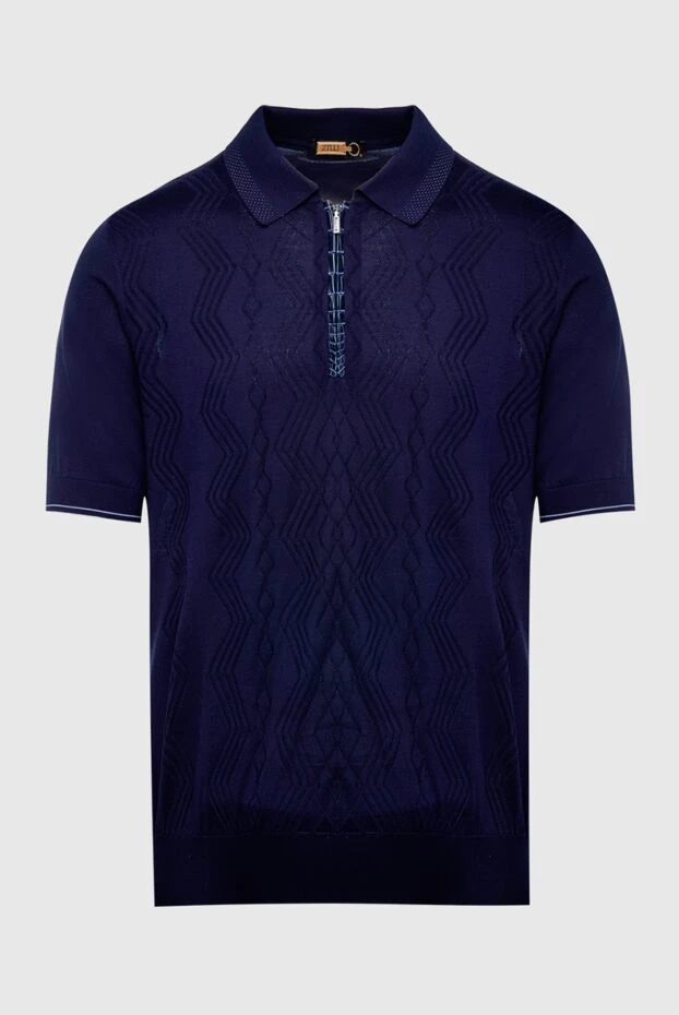 Zilli polo from silk and crocodile leather blue men's 167552 - photo 1