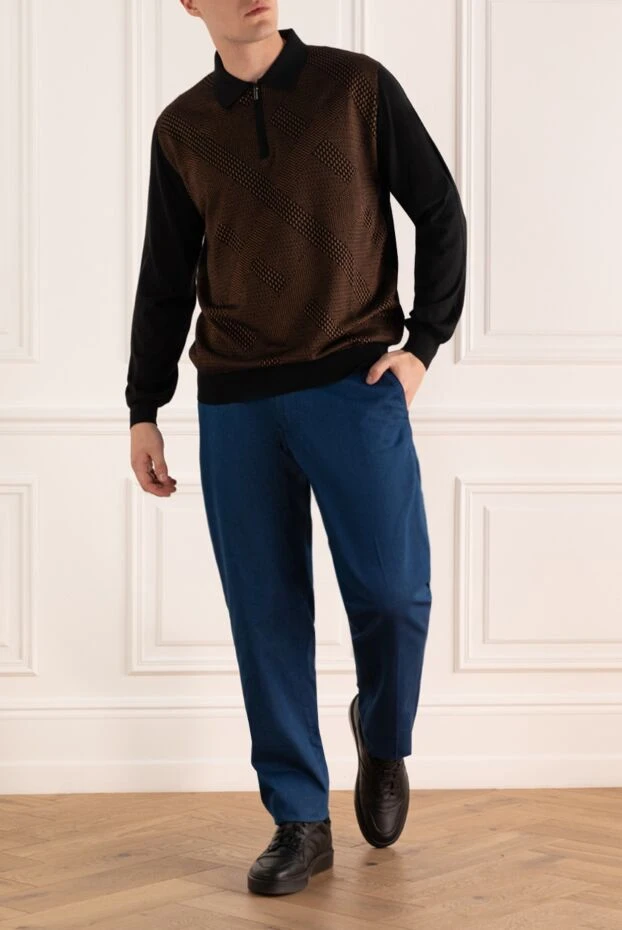 Zilli man long sleeve polo in silk and cashmere brown for men buy with prices and photos 167553 - photo 2