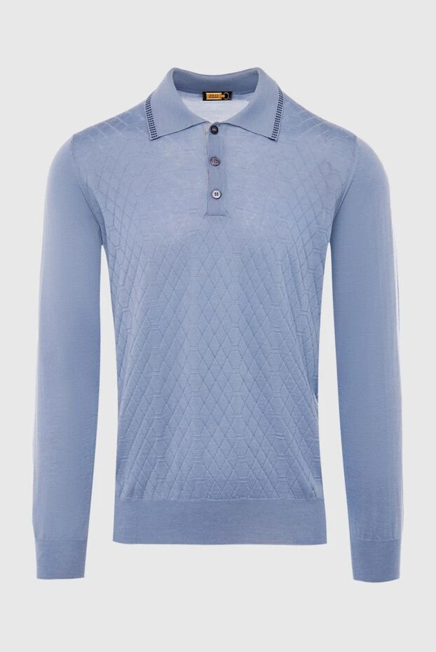 Zilli man silk and cashmere long sleeve polo blue for men buy with prices and photos 167554 - photo 1