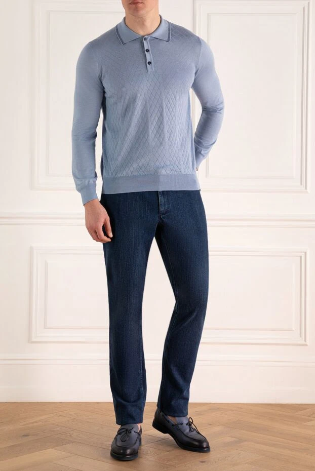 Zilli man silk and cashmere long sleeve polo blue for men buy with prices and photos 167554 - photo 2