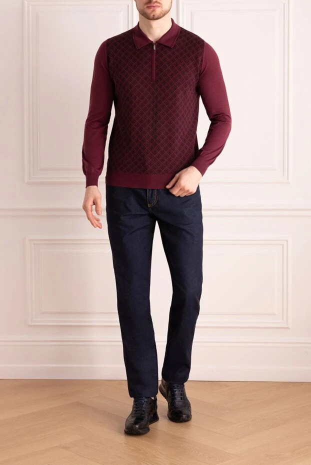 Zilli man long-sleeve polo in silk, cashmere and wool burgundy for men buy with prices and photos 167555 - photo 2