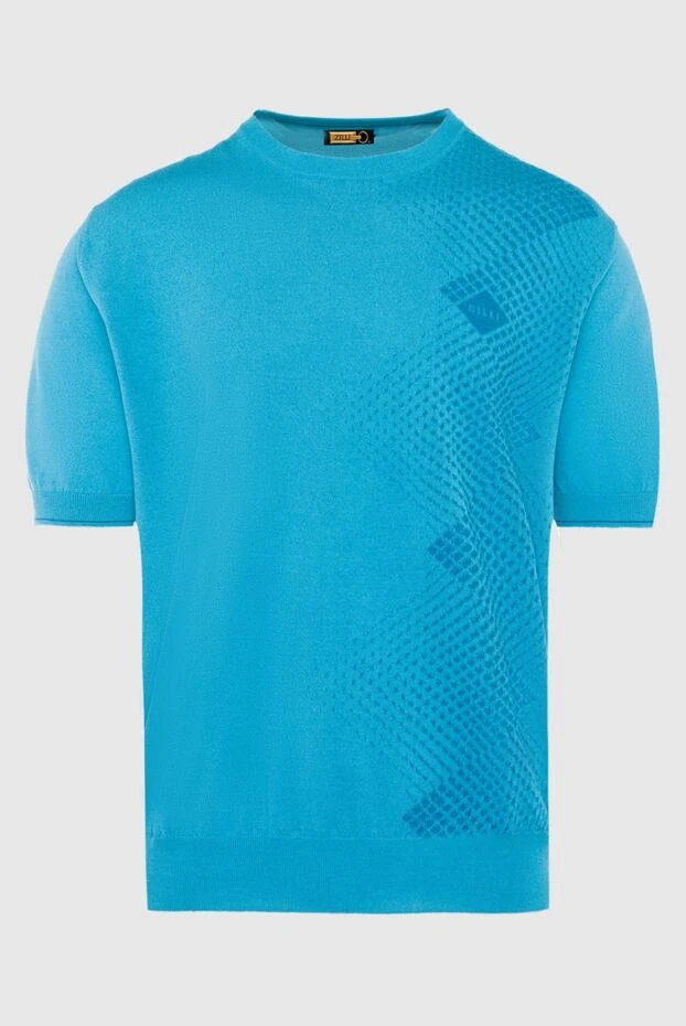 Zilli man short sleeve jumper in silk and cotton blue for men buy with prices and photos 167561 - photo 1