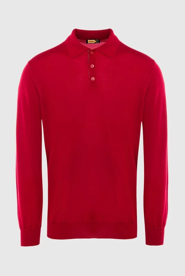 Zilli man long sleeve polo in silk, cotton and crocodile skin red for men 167576 - photo 1