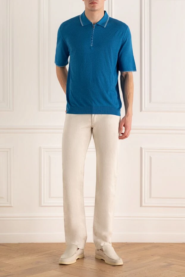 Zilli man polo in silk, viscose and crocodile skin blue for men buy with prices and photos 167581 - photo 2