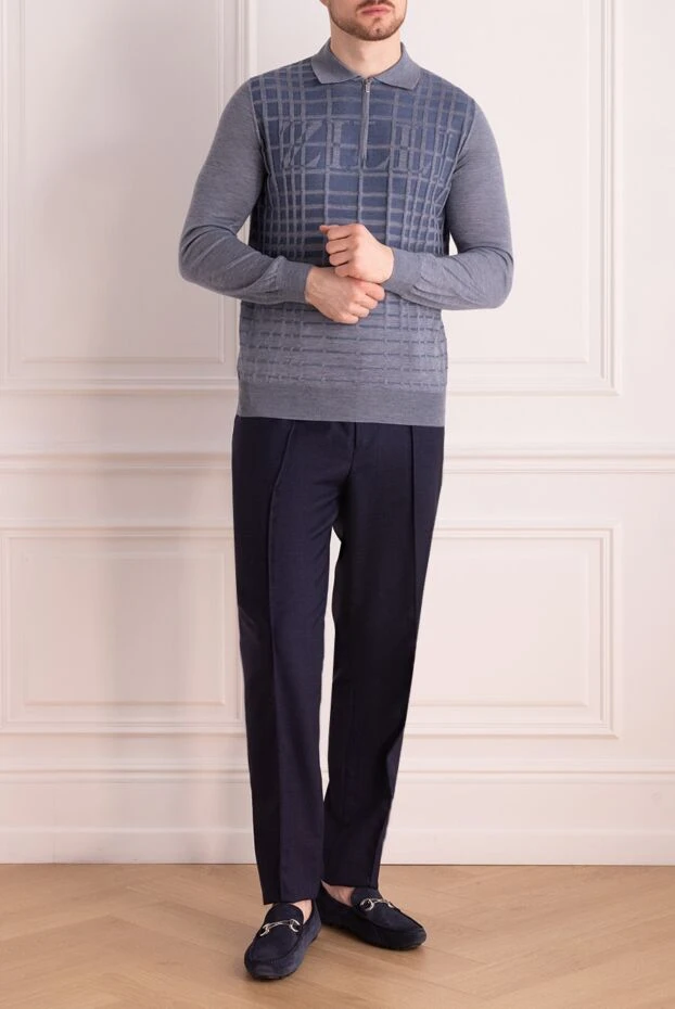 Zilli man long sleeve polo in silk and cashmere gray for men 167584 - photo 2