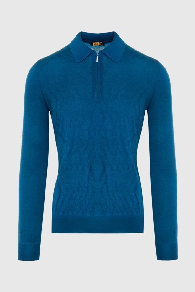 Zilli man long sleeve polo in silk and cashmere blue for men buy with prices and photos 167587 - photo 1
