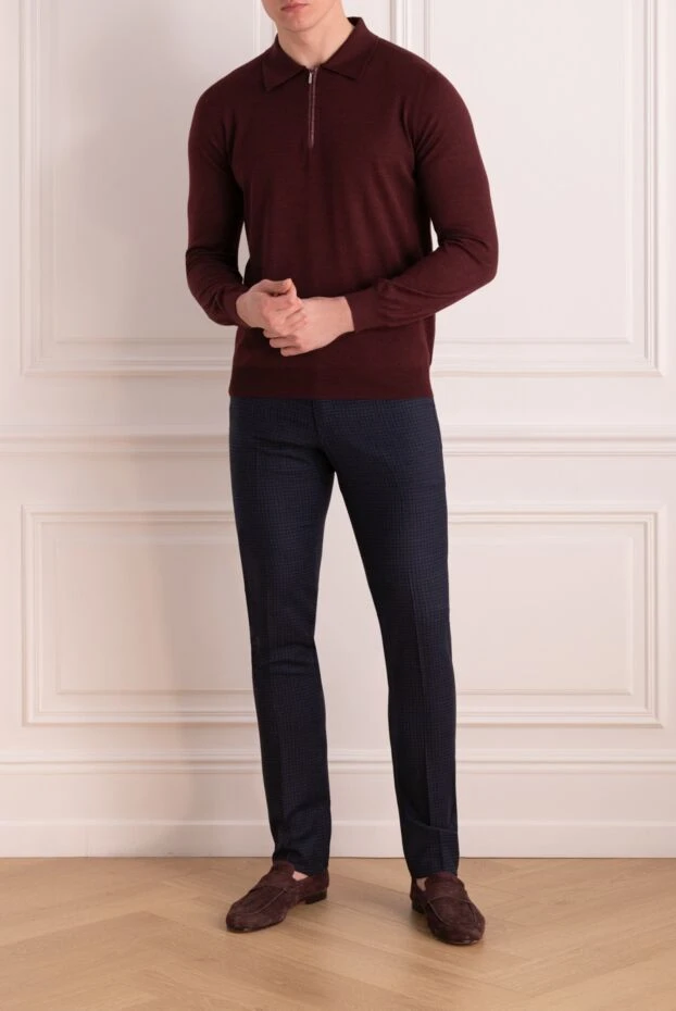 Zilli man long-sleeve polo in silk, cashmere and crocodile skin burgundy for men buy with prices and photos 167590 - photo 2