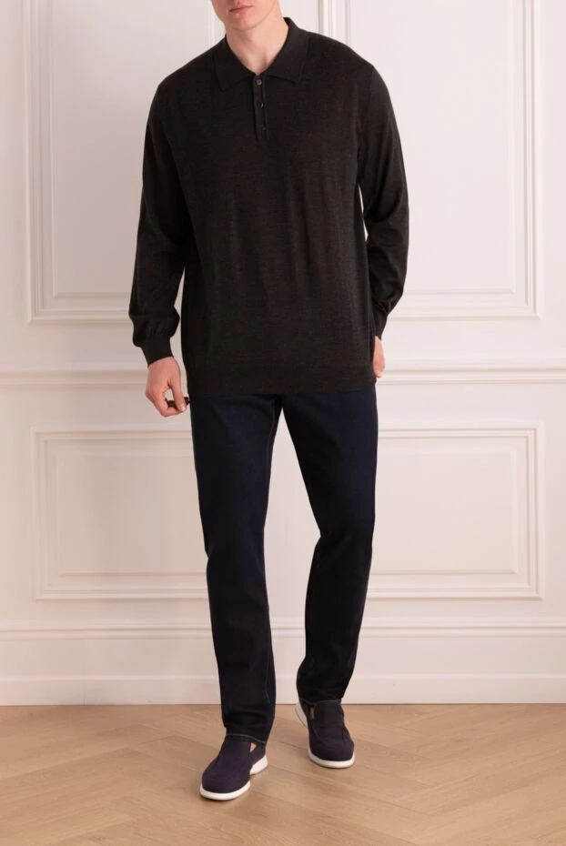 Zilli man long sleeve polo in silk and cashmere gray for men buy with prices and photos 167592 - photo 2