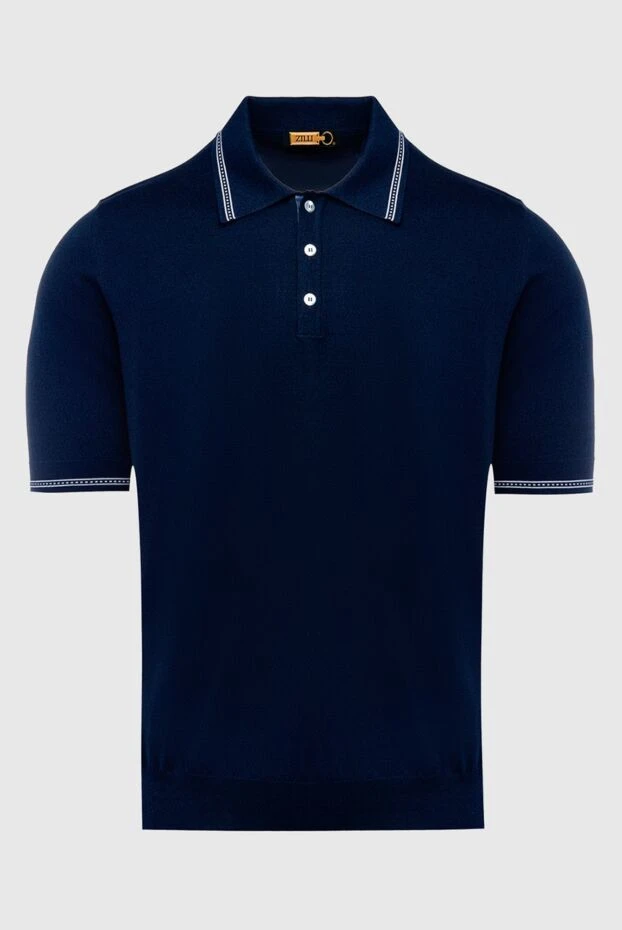 Zilli man cotton, silk and crocodile leather polo blue for men buy with prices and photos 167593 - photo 1