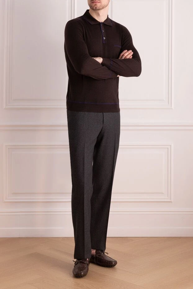 Zilli man long sleeve polo in silk and cashmere brown for men buy with prices and photos 167594 - photo 2