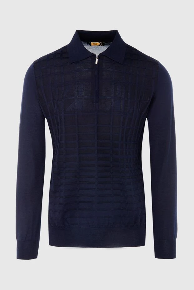 Zilli man long sleeve polo in silk and cashmere blue for men buy with prices and photos 167595 - photo 1