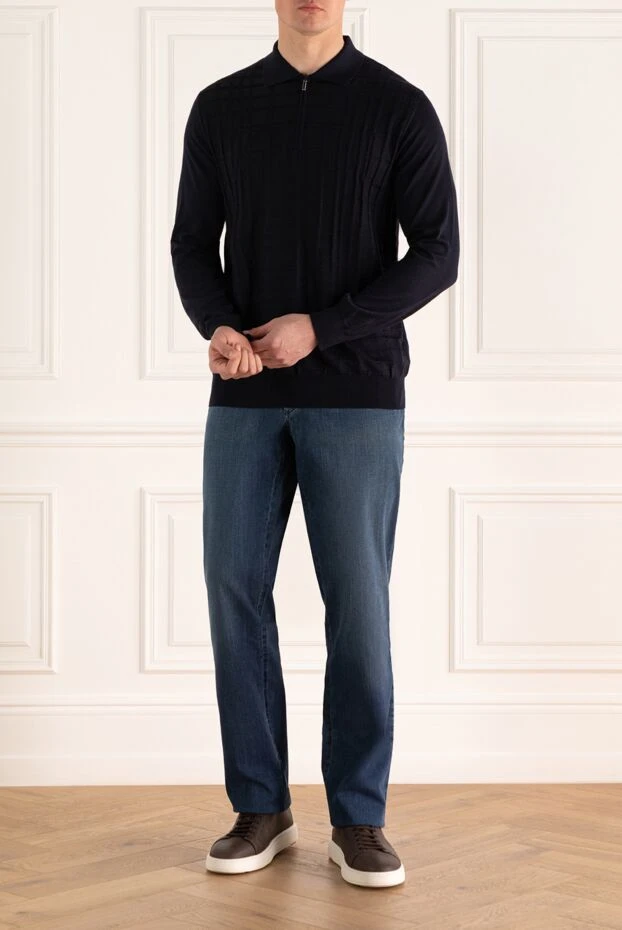Zilli man long sleeve polo in silk and cashmere blue for men buy with prices and photos 167595 - photo 2